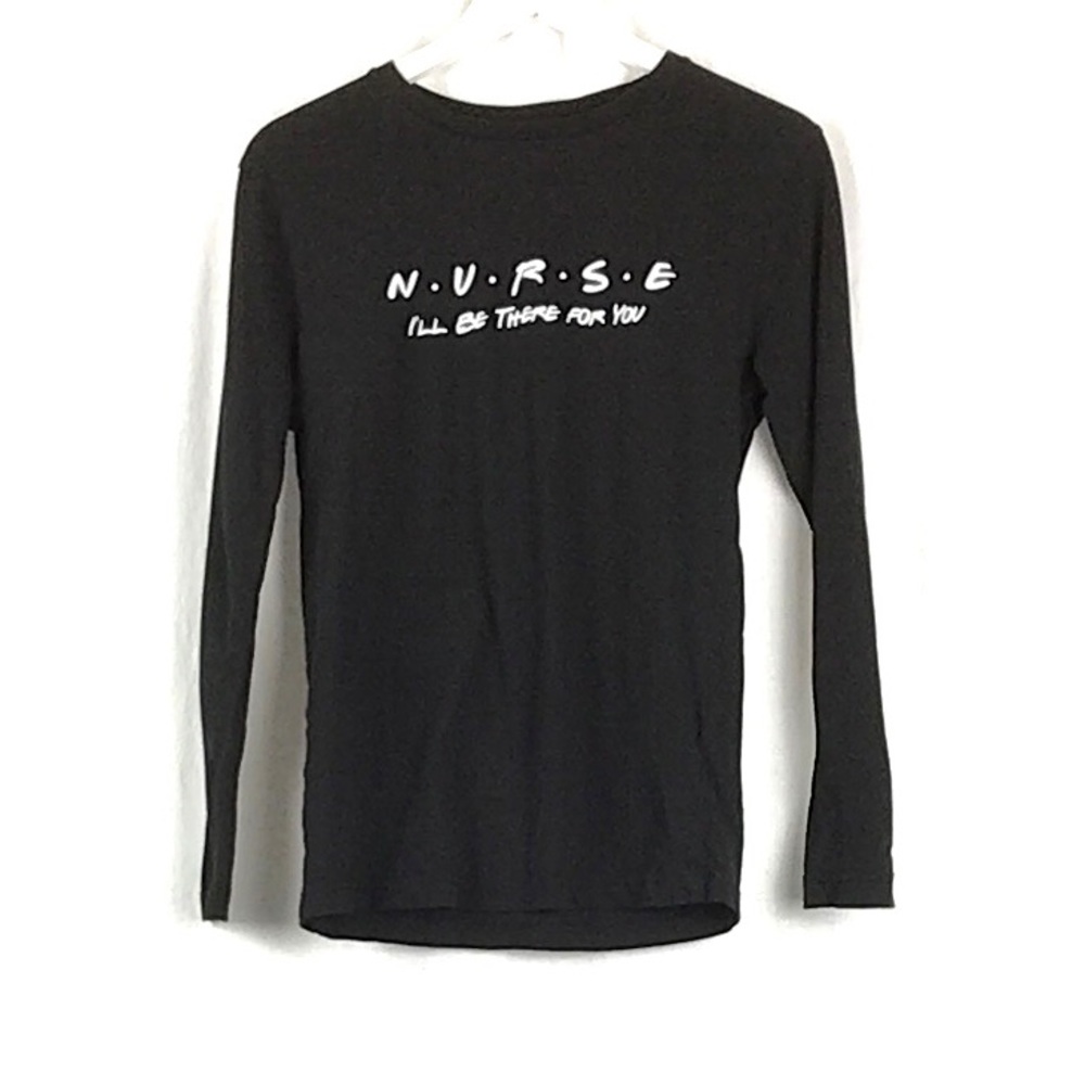 Long sleeve black tee with print